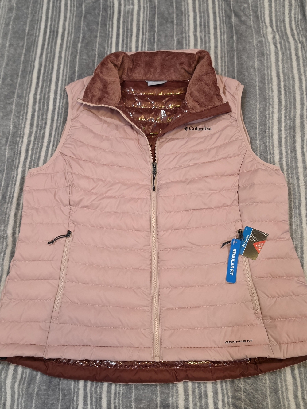 Columbia Women’s Light Pink Puffer Vest - Omni-Heat